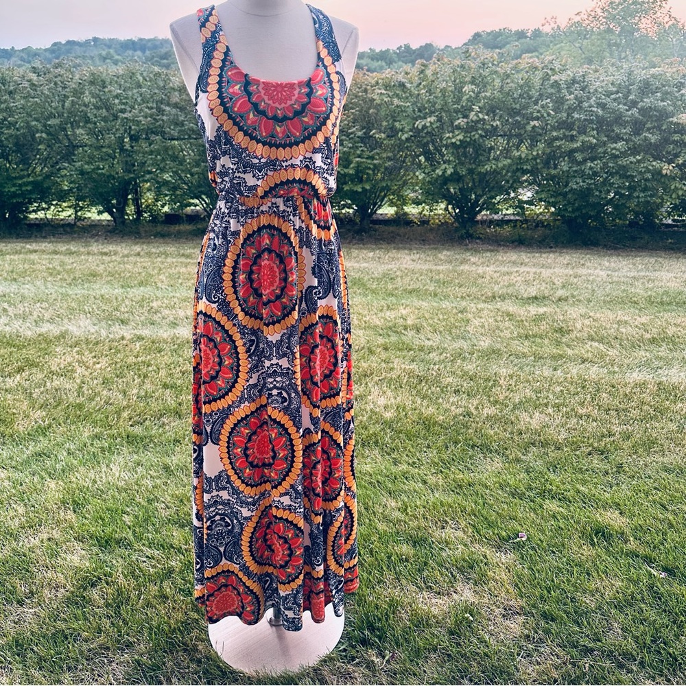 Anthropologie Colorful Medallion Maxi Dress
